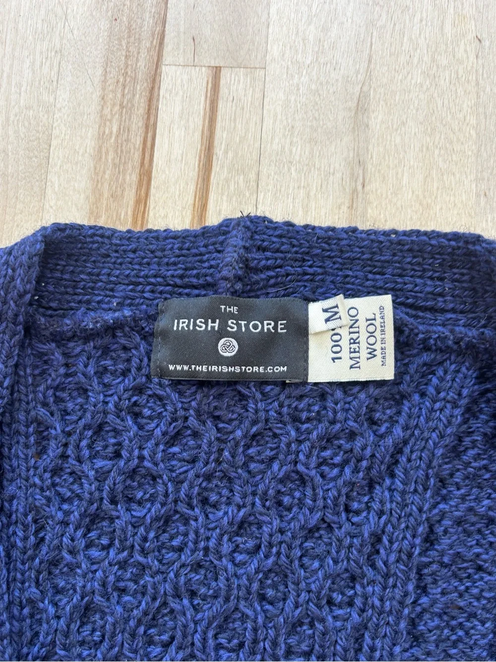 Aran Crafts Navy Cable-Knit Cardigan with Pockets